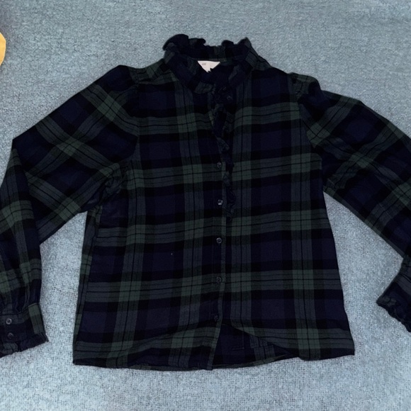 H&M Tops - Plaid Women Shirt with Ruffle Collar
